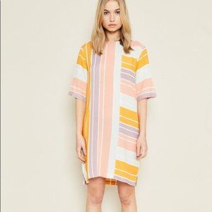 Pink, Purple, Yellow and White Striped Dress